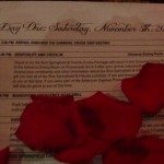 The Program of Events with rose petals